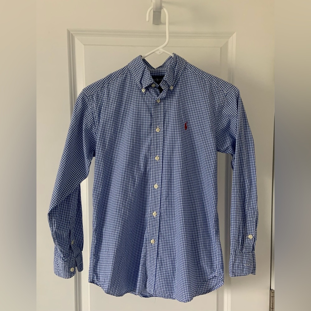 Boys Polo Blue Checked Buttondown